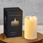 TECHLONG 3D Realistic Battery Operated Pillar flameless Candle with 5H timers and Remote Control Dia 3inches (3inches x 5inches)