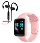 TechKing (NOW OR NEVER DEAL WITH 12 YEARS WARRANTY) Waterproof Smart Watch JB20 One Touch Men Women Fitness Tracker Blood Pressure Heart Rate Monitor for Girls & Boys with H1 Wireless Bluetooth Headset Hand-Free Calling, Sweatproof-ROSEGOLD