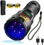 DARKBEAM UV Flashlight 365nm Black Light, 6xLED Quad-core Rechargeable Powerful Blacklight 80W Woods lamp, Ultraviolet Lights for Rock, Blood Tracking, Pet Urine, Uranium Glass, Scorpion, Resin Curing