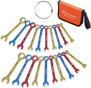 SPEEDWOX 10 Pcs Mini Combination Wrench Set Metric & SAE Color Plated Open and Box End Mini Wrenches Color Coated Midget Wrench Set with Portable Pouch and Large Ring（4-11mm(5/32-7/16"）
