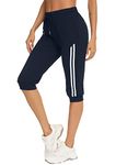 Jezonga Women's Joggers Pants Capri Cropped Sweatpants Trousers Soft Workout Gym Running Lounge Tracksuit Bottoms with Pockets （Dark Blue，M）