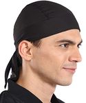 Cooling Helmet Liners - Do Rag Skull Caps for Men - Cooling Head Wraps, Hard Hat Liner - Motorcycle Pirate Bandana, Black, One Size