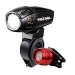 Truhnk® Ultra Bright USB Rechargeable Front Bike Light, Powerful Bicycle Front Headlight, 3 Light Modes, Easy to Install for Men Women Kids Road Mountain Cycling Black, Free Rear Light