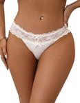 ohyeahlady Thongs for Women Plus Size Naughty Bikini Panties Knickers Sexy Lingerie Panty G-String Lace Underwear,White UK 16-18