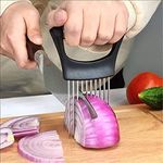 VIPREKHO Food Slice Assistant Onion Holder Slicer - Stainless Steel Vegetable Holder Tomato Slicer Meat Slicer, Cutting Kitchen Gadget Onion Cutter,Kitchen Vegetable Slicing Aids