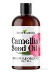 Sweet Essentials Organic Camellia Seed Oil | Imported From Japan | 4Oz Bottle | 100% Pure | 100% Organic | For Hair & Skin Use