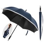ANYCHO Big Umbrella for Men, Large Umbrella with Reflective Stripe for Women and Family, Windproof, UV Protection Auto Open Golf Umbrella Big Size for 2-4 Men (Blue 2)
