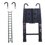 3.8m Telescopic Ladders with Hook Extending Aluminum Portable for Stairs Home Office Attic Loft Warehouse Garage Garden DIY Builder Multi Use Extendable Steps 150kg Load Capacity