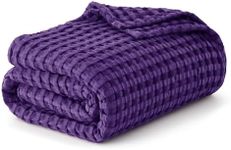 Bedsure Cooling Cotton Waffle King Size Blanket - Lightweight Breathable Blanket of Rayon Derived from Bamboo for Hot Sleepers, Luxury Throws for Bed, Couch and Sofa, Purple, 104x90 Inches