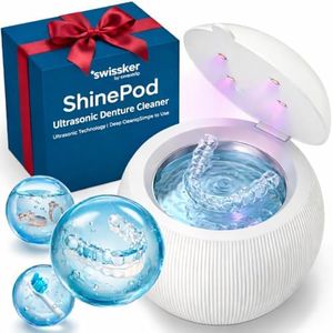 Swissklip ShinePod Ultrasonic Dental Cleaning Pod | Ultrasonic Retainer Cleaner Machine | Mouth Guard Cleaner| Night Guard Cleaner| Aligner Cleaner | Denture Cleaner - White