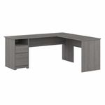 Bush Furniture L Shaped Desk with Drawers for Executive and Home Office | Cabot Collection Corner Table with Storage and Chrome Hardware Return, 72W, Modern Gray