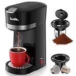 Secura - Single Serve Coffee Maker for K Cup One Cup Coffee Maker with 12oz Ground Coffee Basket Beer Size Capsule Coffee Maker for Travel Mug Stainless Steel