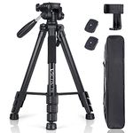 Victiv 72inch Tripod for Camera, Lightweight Aluminum Tripod for Travel, Phone Tripod with 3-way Swivel Head for 360 Degree Panoramic Shooting for DSLR YouTube Living Vlog -Black