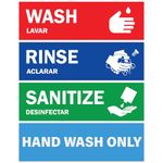 ASSURED SIGNS Wash, Rinse, Sanitize Sink Labels - 2.75" x 9" - Also Includes Hand Wash Only Sign - Ideal Handwashing Signs for 3 Compartment Sink - Perfect Sticker Signs for Restaurants, Commercial Kitchens, Food Trucks, Bussing Stations, Dishwashing or Wash Station