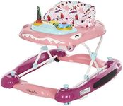 Dream On Me 2-in-1 Convertible Baby Steps Activity Walker and Rocker in Pink, Adjustable Three Position Height Setting, Removable Tray, Easy to Fold and Store Baby Walker