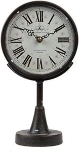 Lily’s Home Antique Inspired Decorative Mantle Clock with Large Roman Numerals, Battery Powered with Quartz Movement, Fits with Victorian or Antique Décor Theme, Black (11 3/4" Tall x 6 1/2" Wide)
