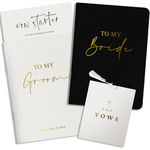 Wedding Vow Books His and Hers, Gold Foil Lettering & Keepsake Sleeve, Wedding Day Essentials, Beautiful His and Hers Gifts, To My Bride and Groom (Black & White)