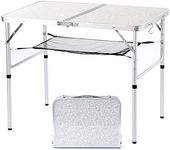 YUFIFAIRY Aluminum Camp Table, Folding Table Portable,Lightweight,Foldable with 2 Adjustable Height, Indoor Outdoor Table for Cooking, Picnic, 2 Heights, 36''L x24''W