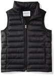 Amazon Essentials Kids Boys Light-Weight Water-Resistant Packable Puffer Vests, Black, Large