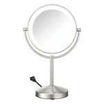 Conair Lighted Makeup Mirror, LED Vanity Mirror, 1X/10x Magnifying Mirror, Corded in Satin Nickel Finish