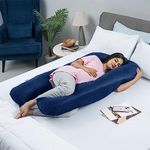 Wakefit Pregnancy Pillow for Pregnant Women | 3 Month Warranty | Maternity Pillow, Pregnancy Gifts for Women, Maternity Pillows for Pregnancy Sleeping, Diwali Gifts, Velvet Cover, U-Shape (Dark Blue)