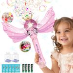 Princess Magic Bubble Wand Upgraded Machine for Kids,Light Up&Musical Automatic Bubble Maker Blower,Outdoor Frozen Toy for Girls,Party Birthday Gift for Toddlers Age 3 to 8 Years Old Boys Girls (Pink)