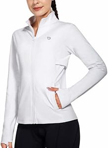 BALEAF Women's Fleece Running Jacket Water Resistant Full Zip Winter Cold Weather Gear Thermal Cycling Workout Jackets White XS