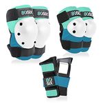 80Six Multi-Sport Pad Set - Knee Pads, Wristguards, Elbow Pads, Full Protective Gear for Kids, for BMX, Cycling, Inline Skating, Skate, Roller Skates, Skateboard Accessories (Surf Green Teal, Ages 8+)