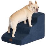 EHEYCIGA Curved Dog Stairs for Small Dogs 15.7" H, 3-Step Dog Steps for Couch Sofa and Chair, Pet Stairs for Cats, Non-Slip Balanced Pet Steps Indoor, Navy