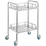 VEVOR Lab Rolling Cart, 2-Shelf Stainless Steel Rolling Cart, Lab Serving Cart with Swivel Casters, Dental Utility Cart for Clinic, Lab, Hospital, Salon, 15.16"x21.57"x34.06"