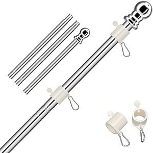 MIYA Flag Pole - 5 FT Flagpole Kit for American Flag - Stainless Steel Professional Flag Pole for House Garden Yard - Residential or Commercial Flag Pole(Flag Pole only)