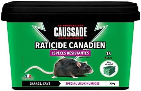 CAUSSADE CARBL300N Raticide Canadien - Anti Rats & Souris - 15 Blocs -Lieux Humides - Garage Cave - 300g - Espèces Résistantes - Efficacité Maximale, Fabriqué en France
