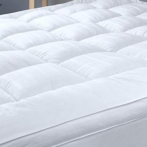 Plush Extra Thick Twin XL Mattress Topper for College Dorm, Soft & Cooling Pillow Top Bed Topper for Back Pain Relief with 300TC Cotton Cover, Overfilled Mattress Pad, Fit to 6”-22” Mattress.
