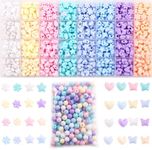 Gxueshan 840Pcs Star Heart Kandi Acrylic Beads Candy Color Cute Pastel Circle Loose Spacer Beads Assorted Colorful Shape Bow Beads Bulk for Friendship Bracelets and Jewelry Making Kit (1000)