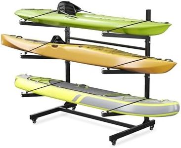 GarveeTech Three-Layer Kayak Storage Rack, Cold Rolled Steel Wall Rack, Straight Arm Single Side Design, Black, for Watersports Gear Organization
