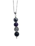 LFaize (Silvertone) Negative energy protection crystal necklace,Empath protection necklace,Hematite, Amethyst, Labradorite, Black tourmaline, Stainless Steel, hematite, amethyst, labradorite, black