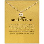 upeilxd Message Card Silver Lotus Flower Pendant Necklace Friendship Sun Good Luck Elephant Pendant Butterfly Chain Necklace for Women Girl Gift (silver lotus flower)