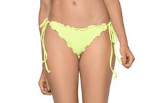RELLECIGA Women's Swimwear Bikini Bottom with Laces Brazilian Cut Bottom Ruffle, neon green, M