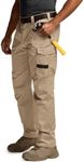 CQR Men's Ripstop Work Trousers, Water Resistant Tactical Trousers, Outdoor Utility Operator EDC Straight/Cargo Trousers, Work Trousers Khaki, 32W / 34L