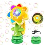 Kidology Dancing Sunflower Bubble Machine for Kids & Adults | Rechargeable Electric Bubble Maker with LED Lights | Bubble Gun Toy for Boys & Girls | Birthday Party Gift Toy