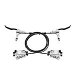 Meteorolite Silver MTB Hydraulic Disc Brakes Set, Aluminum Alloy Hydraulic Brakes for Mountain Bike Left Front 1000mm Right Rear 1700mm Hydraulic Bicycle Brakes