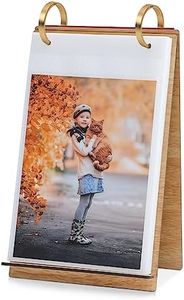 SEEHAN 5x7 Photo Frames Wooden Flip Photo Album 5x7 Pictures on Stand Vertical Display for Tabletop, with 60 PVC Pockets