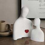 Decostatue Modern Home Decor for Living Home, Abstract Affectionate Lover Statues for Shelf and Table Decor, Romantic Couple Art Ceramic Sculpture Gifts for Anniversary Christmas Wedding (Polka Dots)