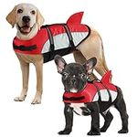 ALAGIRLS Dog Life Jacket, Reflective Dog Shark Lifesavers Pet Float Coat with Excellent Buoyancy, Adjustable Dog Swimming Safety Vest with Rescue Handle for Small Medium Large Dogs, Upgraded-Red XL