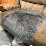 Housine® Ultra Soft Faux Sheepskin Fur Rug White Fluffy Area Rugs Chair Couch Cover Fuzzy Rug for Bedroom Bedside Floor Sofa Living Room (60x60 cm - 2x2 Feet - Mat, Grey)