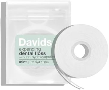 Davids Expanding Dental Floss + Refill w/Hydroxyapatite, No Break Woven Strands, Waxed, Vegan, Cocoa Butter & Mint, Kid Friendly, Refillable Dispenser, 66 yd