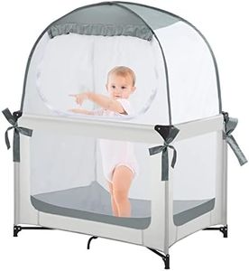 L RUNNZER Baby Pack N Play Tent, Safety Tent to Keep Baby from Climbing Out, Baby Crib Canopy for Pack N Play, Mini Cribs & Playpens, Pop Up Design & See-Through Mesh