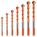 7PCS Professional Masonry Drill Tungsten Carbide Tip Drill Bits, Tile Drill Bits Set, Industrial Strength Tile Drill Bits Set for Tile/Brick/Plastic/Cement/Wood/Glass/ETC (3 4 5 6 8 10 12mm)