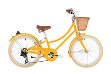 Bobbin Gingersnap 20" Kids Bike for Girls & Boys Ages 5-8 Years Old, Children Bicycle with 7 Gears & Hand Brakes & Wicker Basket (Yellow)