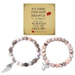 Ridilozey Gifts for Women (2 PCS) Angel and Wing Stone Bracelet Suit, Inspirational Gifts for Women,Birthday, Anniversary,Mother's Day,Christmas Gifts